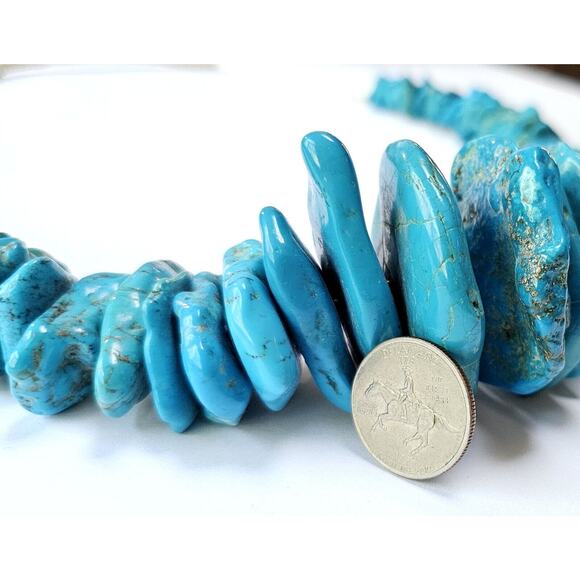 Massive Turquoise Nugget Necklace Santo Domingo Pueblo 28.5" Long 478 Grams! - Picture 8 of 10